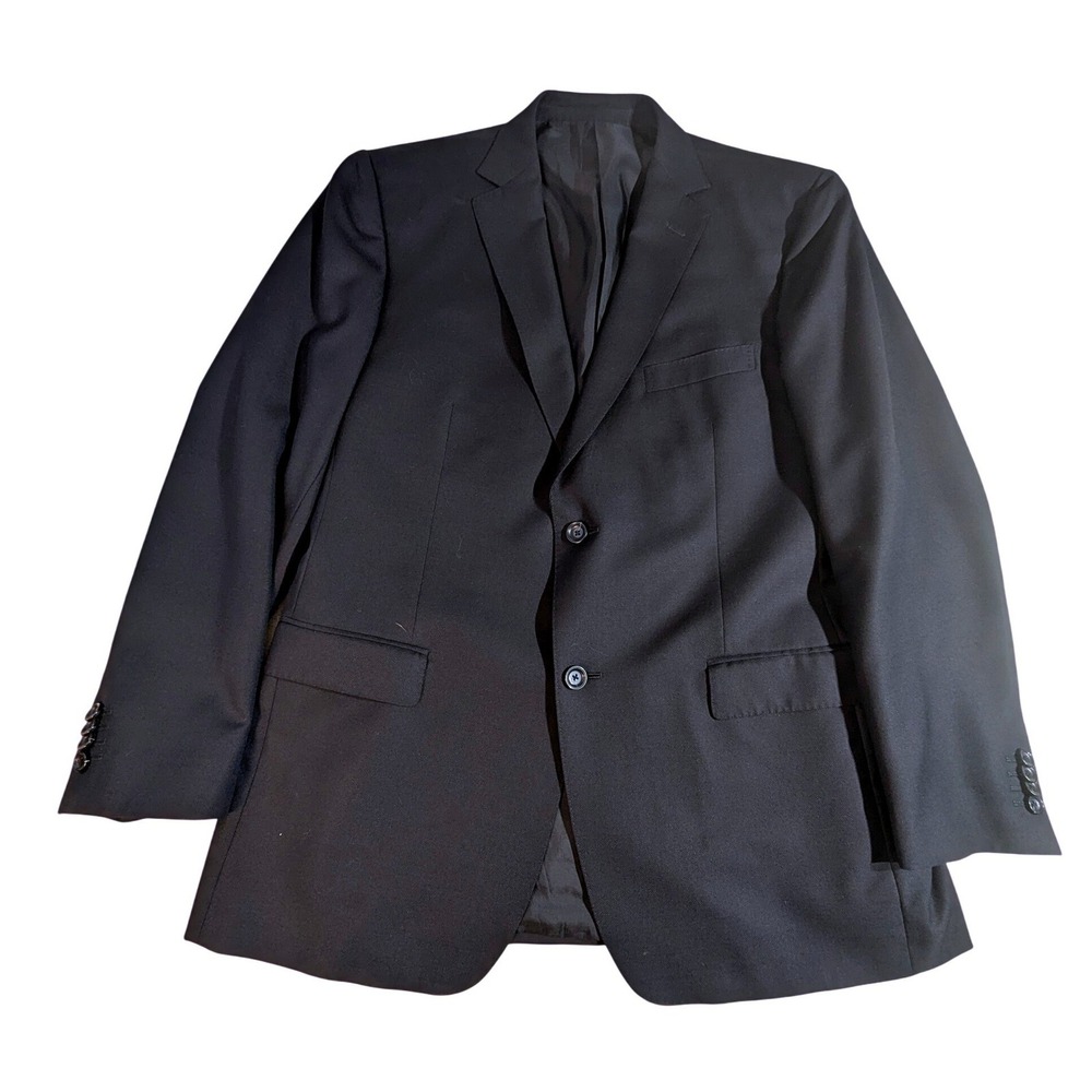 Z Zegna Mens Black‎ 100% Wool 2 Button Suit Jacket Blazer Size 52R Italy READ